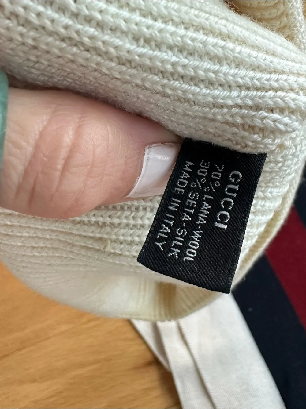 Vintage Gucci Cashmere Wool Striped Scarf & Hat Set